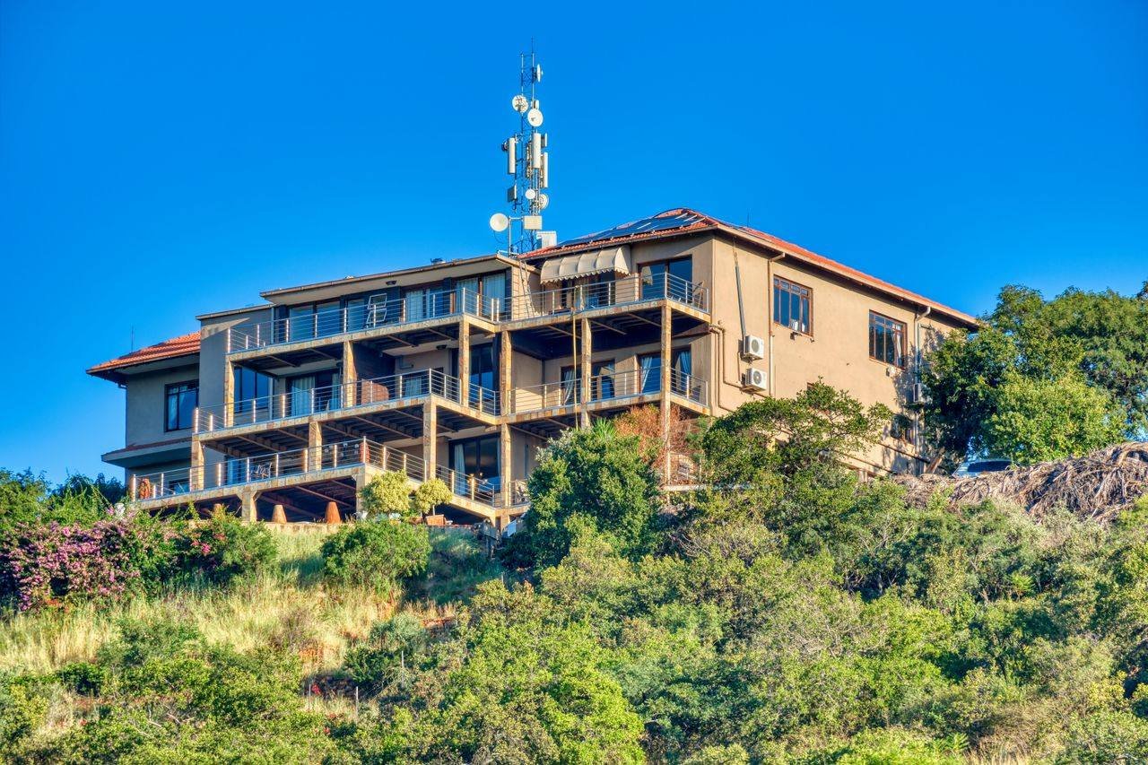 Modern hillside apartment building